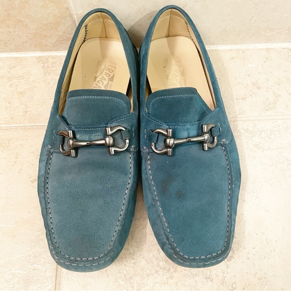 Salvatore Ferragamo Teal Turquoise Green Blue Loafers